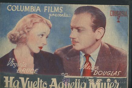 Cine: Ha vuelto aquella mujer programa mano doble Virginia Bruce Melvyn Douglas CON PUBLICIDAD