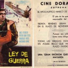 Cine: FOLLETO DE MANO LEY DE GUERRA. CINE DORADO ZARAGOZA