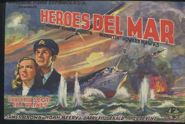 Cine: PROGRAMA Heroes Del Mar - Con Randolph Scott ,Ella Raines,Anduy Devine CON PUBLICIDAD - Foto 1