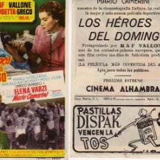 Cine: FOLLETO DE MANO LOS HEROES DEL DOMINGO . CINE ALHAMBRA ZARAGOZA. Lote 53614169
