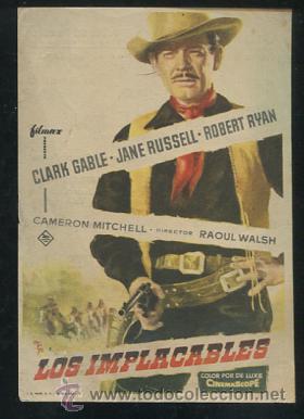 Cine: PROGRAMA Los Implacables - Clark Gable, Jane Russell - con publicidad - Foto 1
