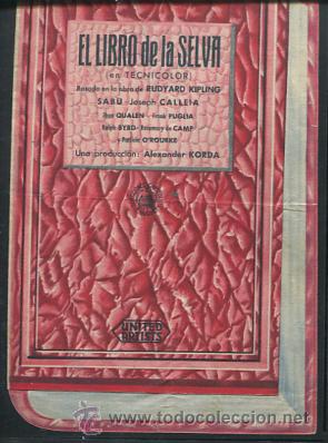 Cine: PROGRAMA EL LIBRO DE LA SELVA. SABU, JOSEPH CALLEIA DOBLE EN FORMA DE LIBRO, CON PUBLICIDAD - Foto 1