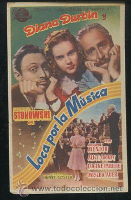 Cine: PROGRAMA LOCA POR LA MUSICA PROGRAMA SENCILLO UNIVERSAL DIANA DURBIN - Foto 1