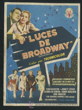 Cine: PROGRAMA Luces de Broadway - Tony Martin, Janet Leigh - con publicidad - Foto 1