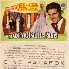 Cine: FOLLETO DE MANO MADEMOISELLE DE PARIS. CINE PALAFOX ZARAGOZA. Lote 53685580