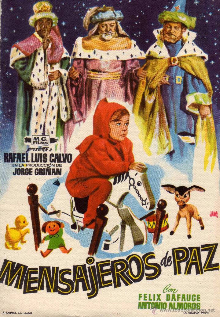 Cine: Mensajeros de paz. Folleto de mano formato postal de Jano