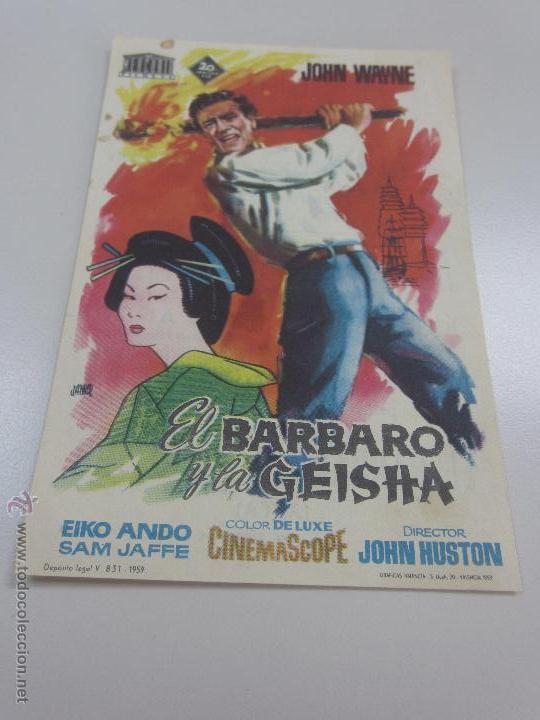 Cine: EL BARBARO Y LA GEISHA PROGRAMA SENCILLO MERCURIO JOHN WAYNE - Foto 1