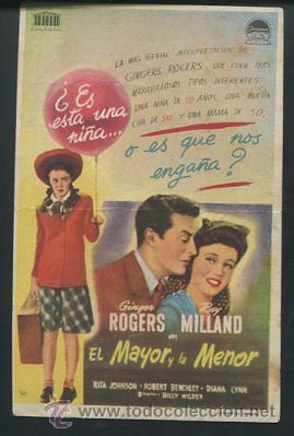 Cine: PROGRAMA EL MAYOR Y LA MENOR. GINGER ROGERS, RAY MILLAND. BILLY WILDER. - Foto 1