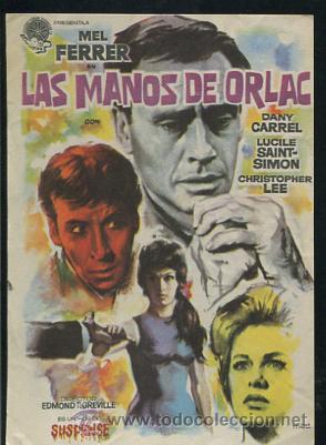 Cine: PROGRAMA LAS MANOS DE ORLAC (Mel Ferrer - Christopher Lee - Dany Carrel) - Foto 1