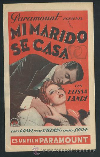 Cinema: PROGRAMA MI MARIDO SE CASA, IMPECABLE DOBLE ORIGINAL, CARY GRANT LYNNE OVERMAN