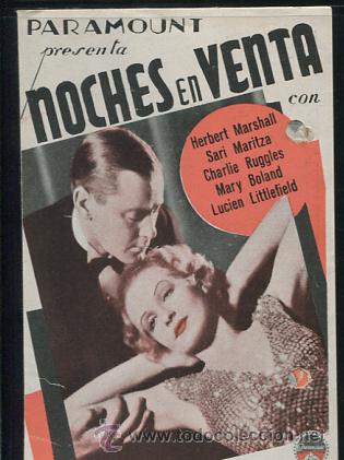 Cine: NOCHES EN VENTA PROGRAMA DOBLE PARAMOUNT HERBERT MARSHALL SARI MARITZA MARY BOLAND con publididad - Foto 1