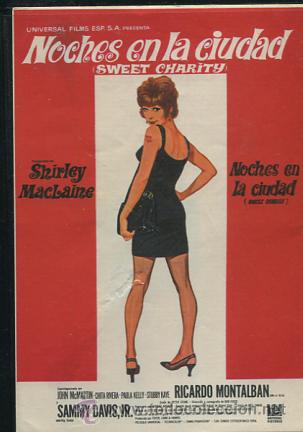 Cine: PROGRAMA NOCHES EN LA CIUDAD - SWEET CHARITY. SHIRLEY MACLAINE. CON PUBLICIDAD