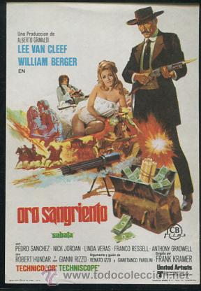 Cine: PROGRAMA ORIGINAL ORO SANGRIENTO 1969 LEE VAN CLEEF - WILLIAM BERGER - Foto 1