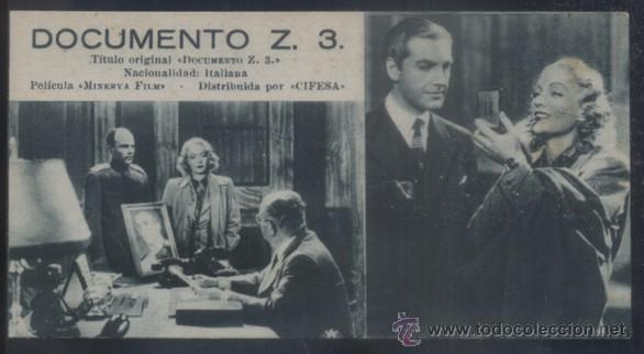 Cine: FICHA DE CINE: DOCUMENTO Z. 3. N&ordm; 195. PC-3788 - Foto 1