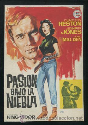 Cine: PROGRAMA Pasi&oacute;n bajo la Niebla - Charlton Heston, Jennifer Jones