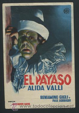 Cine: PROGRAMA EL PAYASO  (Beniamino Gigli - Alida Valli - Paul H&ouml;rbiger - Carlo Romano) CON PUBLICIDAD