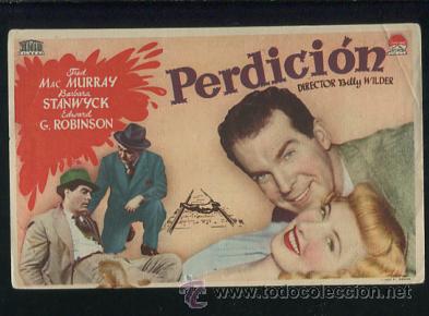 Cine: PROGRAMA PERDICION. BARBARA STANWYCK, EDWARD G. ROBINSON. PARAMOUNT. CON PUBLICIDAD - Foto 1