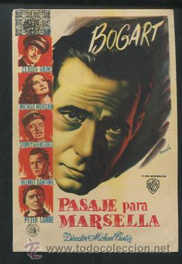 Cine: PROGRAMA Pasaje para Marsella - Humphrey Bogart, Michele Morgan - Foto 1