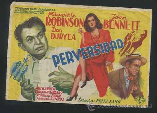 Cine: PROGRAMA Perversidad - Edward G. Robison, Joan Bennett - con publicidad - Foto 1