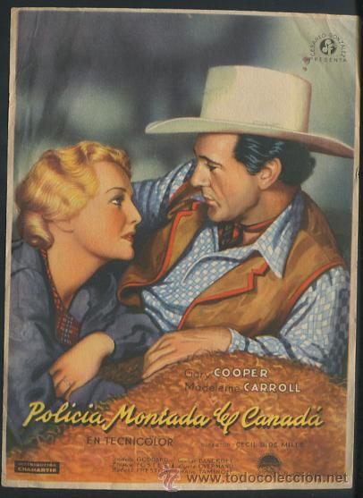 Cine: PROGRAMA POLIC&Iacute;A MONTADA DEL CANADA -GARY COOPER Y MADELEINE CARROLL. - Foto 1