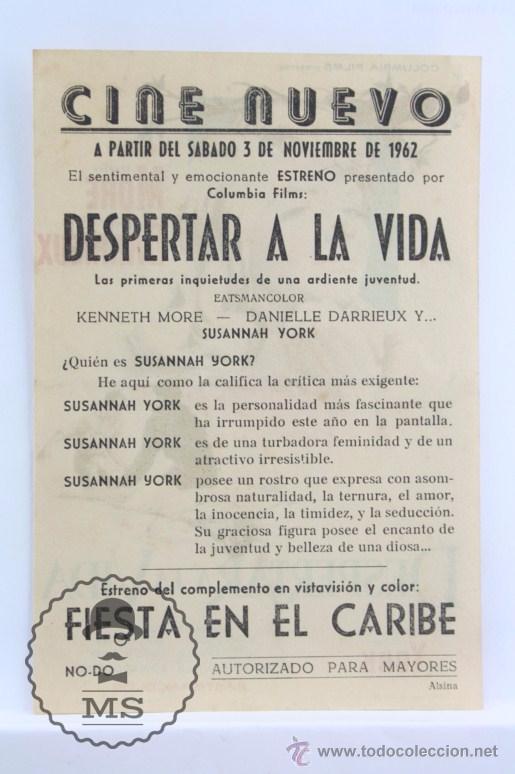 Cine: Programa de Cine - Despertar a la Vida - Publicidad al Dorso, A&ntilde;o 1962 - Foto 2
