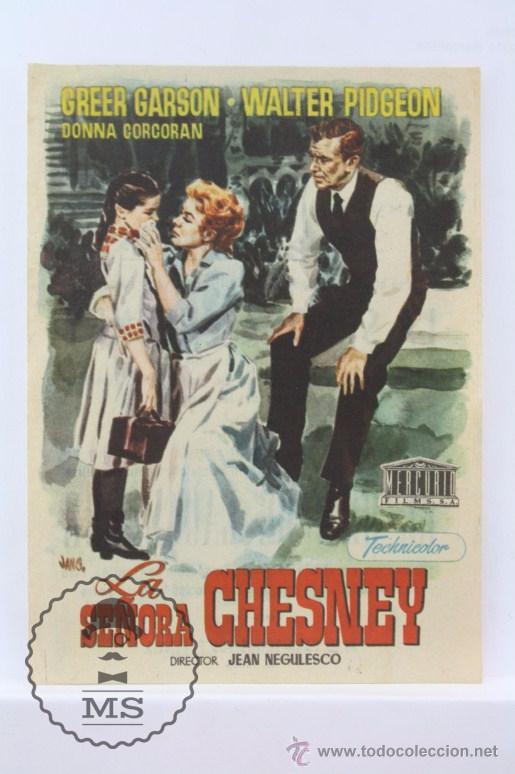  Foglietti di film di film antichi di cinema: Programa de Cine - La Se&ntilde;ora Chesney - Publicidad al Dorso, A&ntilde;o 1956