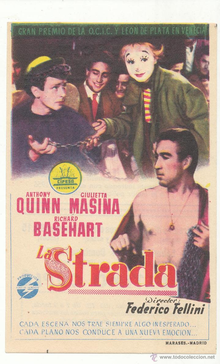  Foglietti di film di film antichi di cinema: La Strada. Sencillo de Cifesa.  Teatro Cine El Jard&iacute;n.