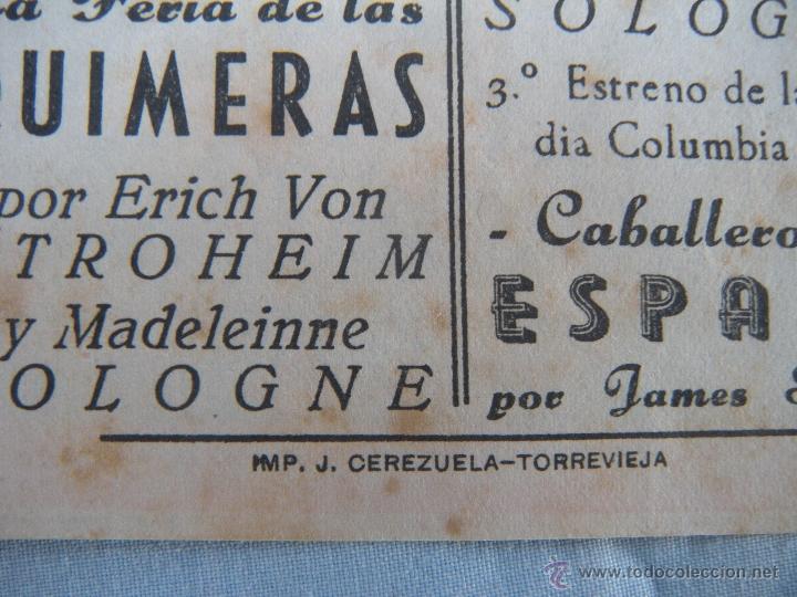 Cine: PROGRAMA DE MANO CABALLERO SIN ESPADA . TORREVIEJA ALICANTE. - Foto 2