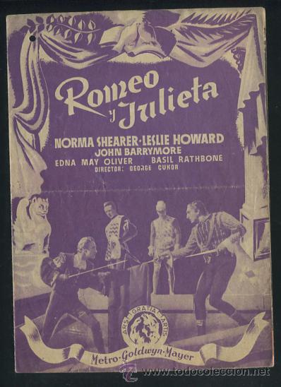 Cine: PROGRAMA ROMEO Y JULIETA. NORMA SHEARER, LESLIE HOWARD, GEORGE CUKOR. CON PUBLICIDAD