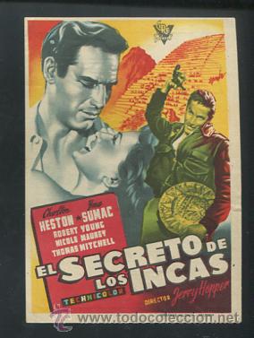 Cine: PROGRAMA El secreto de los Incas - Charlton Heston, Yma Sumac CON PUBLICIDAD