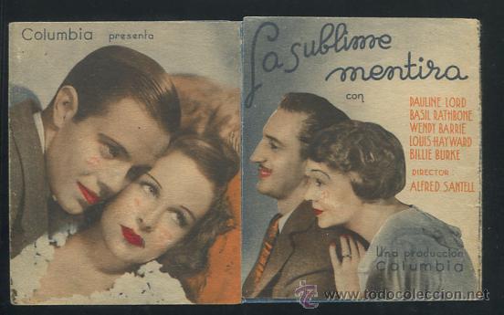 Cine: PROGRAMA La sublime mentira - Pauline Lord, Basil Rathbone - Con publicidad - Foto 1