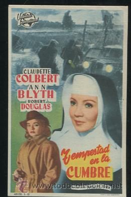 Cine: PROGRAMA Tempestad en la cumbre, Claudette Colbert, Ann Blyth, Robert Douglas, con publicidad - Foto 1