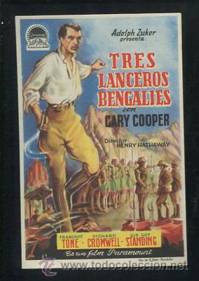 Cine: PROGRAMA  Tres lanceros Bengal&iacute;es - Gary Cooper, Franchot Tone