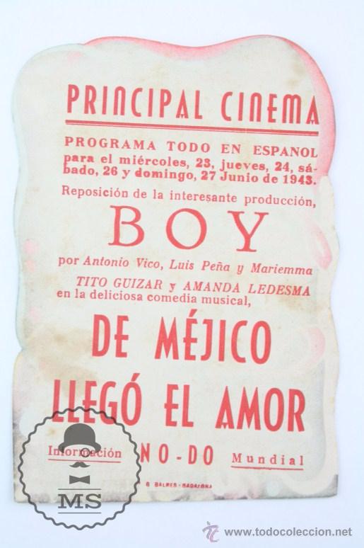 Cine: Programa de Cine - Boy - Antonio Vico - Publicidad al Dorso, A&ntilde;o 1943 - Foto 2