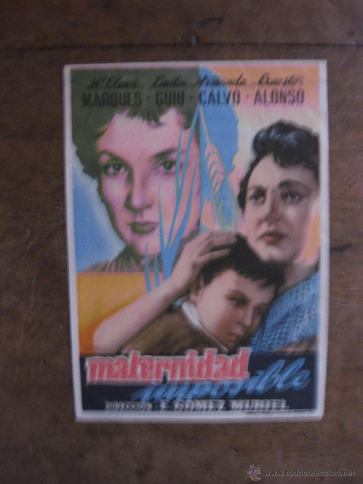 Cine: PROGRAMA DE MANO. MATERNIDAD IMPOSIBLE. MARIA ELENA MARQUES - Foto 1
