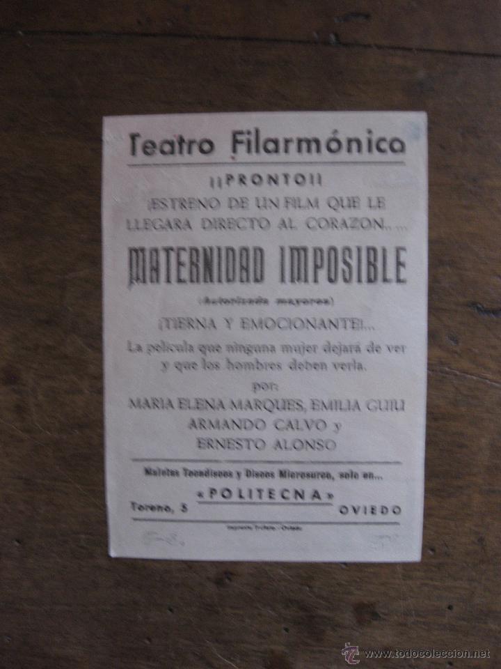 Cine: PROGRAMA DE MANO. MATERNIDAD IMPOSIBLE. MARIA ELENA MARQUES - Foto 2