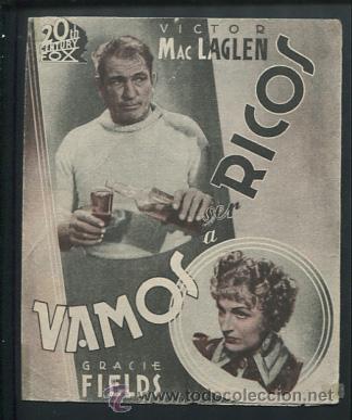 Cine: PROGRAMA Vamos a ser Ricos - Victor Mac Laglen, Gracie Fields - Con publicidad - Foto 1
