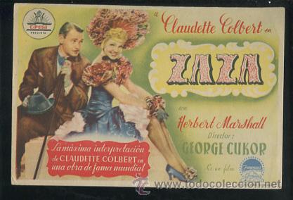 Cine: PROGRAMA ZAZA - GEORGE CUKOR - CLAUDETTE COLBERT - HERBERT MARSHALL - Foto 1