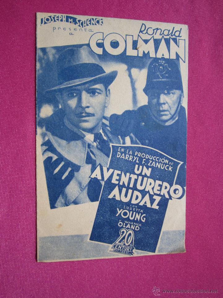 Cine: UN AVENTURERO AUDAZ RONALD COLMAN PROGRAMA CINE DOBLE C16 - Foto 1