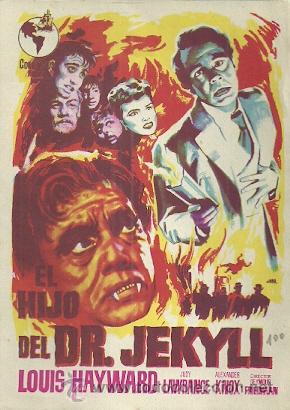 PROGRAMA DE MANO DE LA PELICULA EL HIJO DEL DR. JEKYLL CON LOUIS HAYWARD (Cine - Folletos de Mano - Terror)