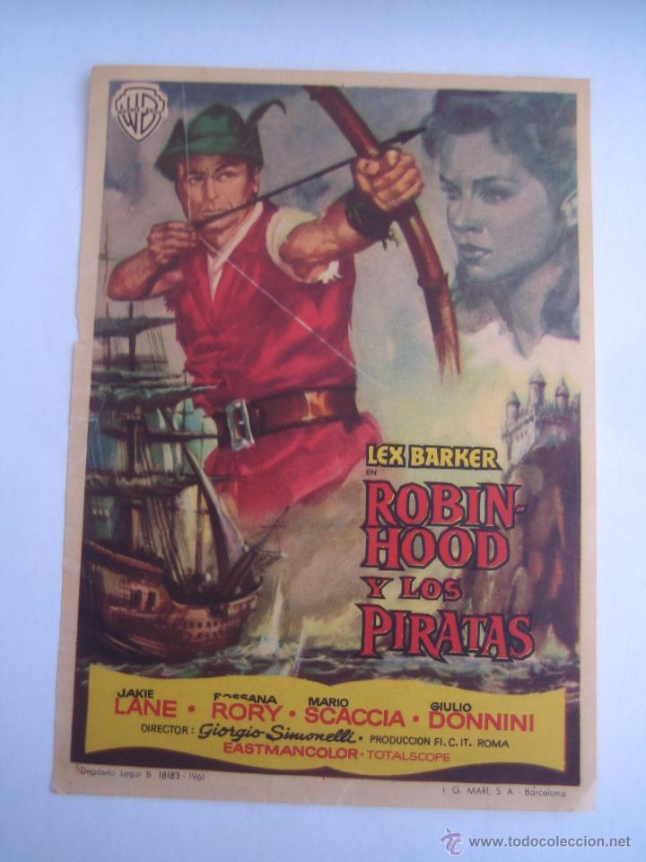 Cine: robin hood y los piratas folleto de mano original estreno
