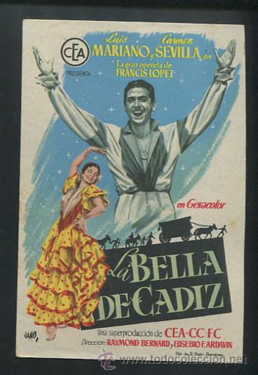 Cine: PROGRAMA La bella de C&aacute;diz - Luis Mariano, Carmen Sevilla - Foto 1