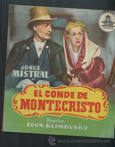 Cine: PROGRAMA El Conde de Montecristo - Jorge Mistral, Elina Colomer - Foto 1