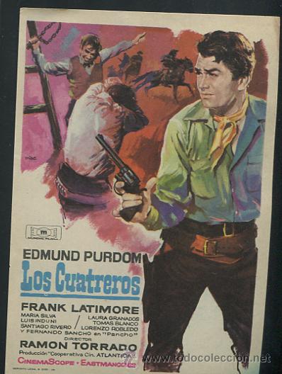 Cine: PROGRAMA Los cuatreros - Edmund Purdom, Frank Latimore - Foto 1