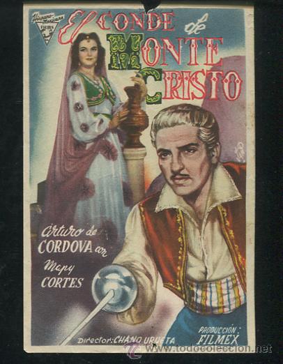 Cine: PROGRAMA El conde de Montecristo. Sencillo de Hispano Mexicana Films. - Foto 1