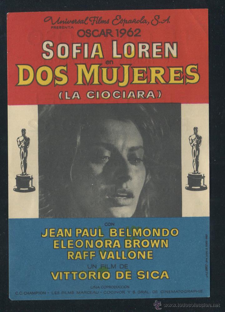 Cine: PROGRAMA DOS MUJERES ( LA CIOCIARA) SOPHIA LOREN,JEAN PAUL BELMONDO CON PUBLICIDAD