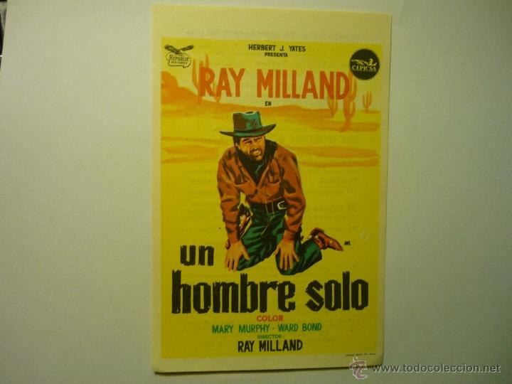 Cine: PROGRAMA UN HOMBRE SOLO-RAY MILLAND.-PUBLICIDAD - Foto 1