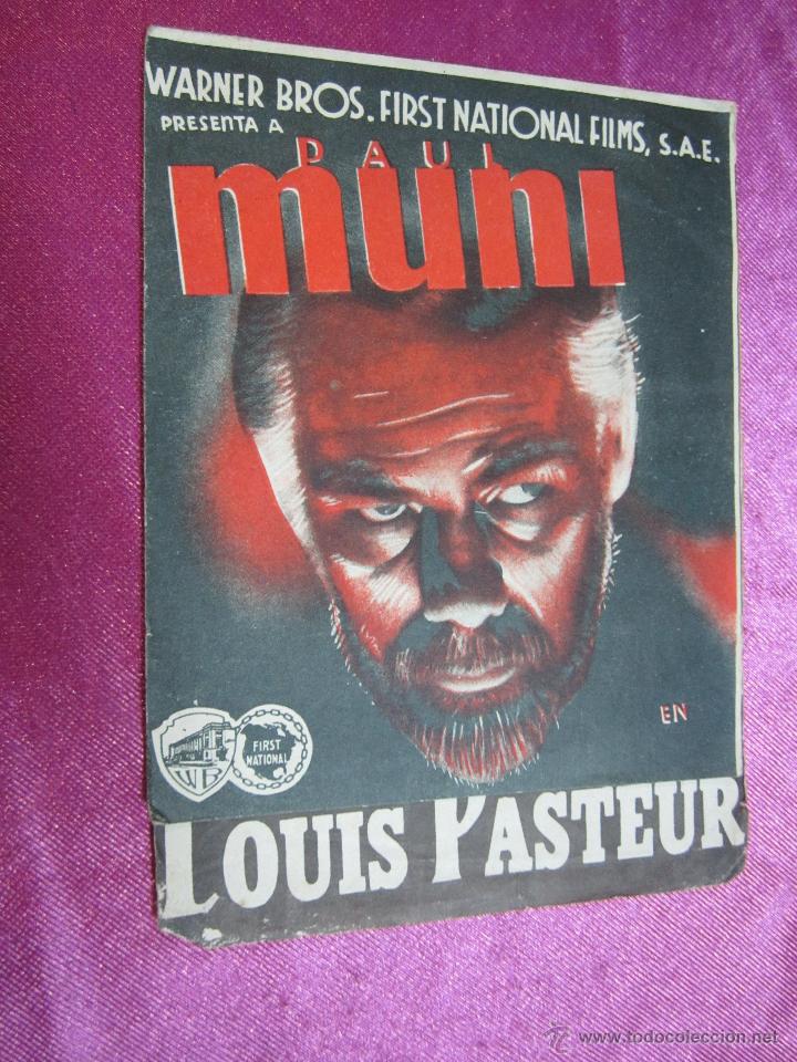 Cine: LA TRAGEDIA DE LOUIS PASTEUR PROGRAMA DE CINE DOBLE A&Ntilde;OS 30 ORIGINAL. - Foto 1