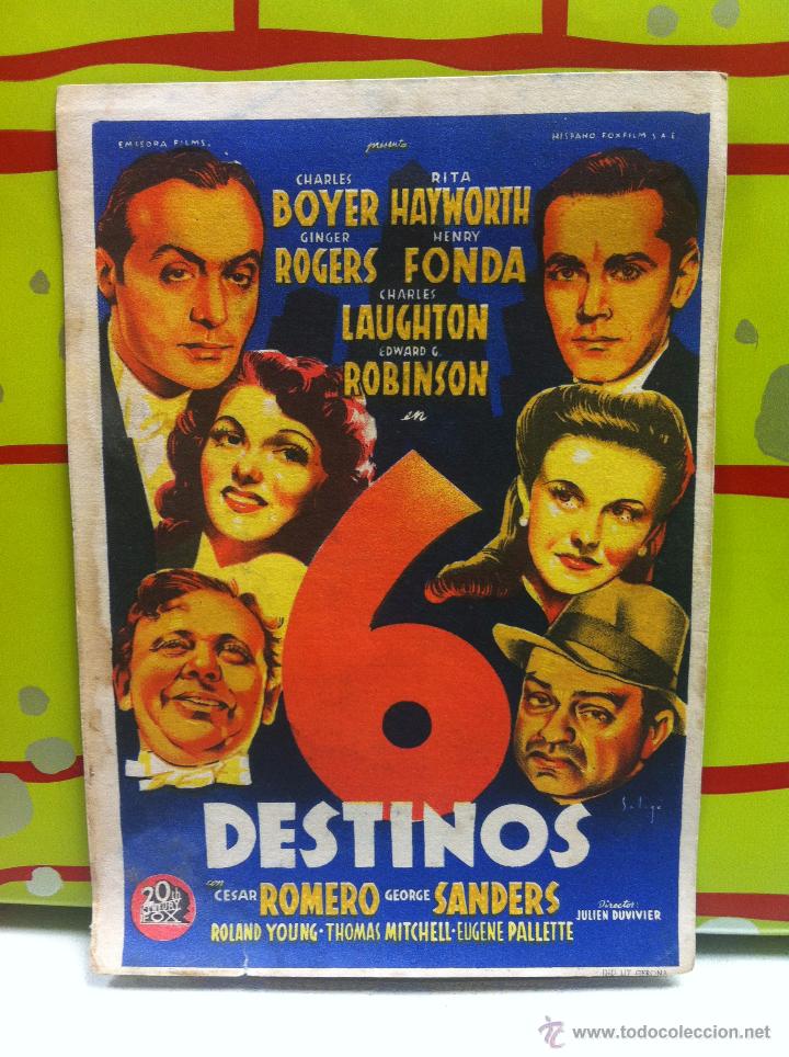 Flyers Publicitaires de films Anciens: 6 DESTINOS - A&Ntilde;O 1942 - FOLLETO DE MANO ORIGINAL