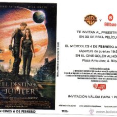  Flyers Publicitaires de films Anciens: EL DESTINO DE JUPITER, INVITACION DE PRE-ESTRENO EN 3D. Lote 55057786